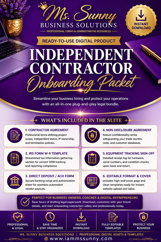 Business Contracting downloadable Onboarding Packet
