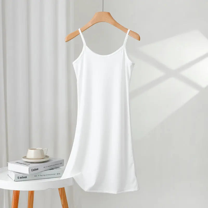 Summer icesilk Spaghetti strap Dress A-Line Thin Slip dress solid color Casual Camisole dresses summer sundress slips