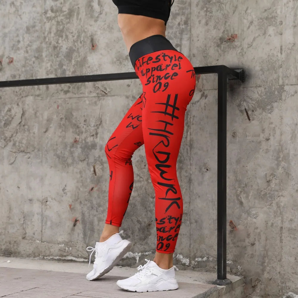 Letter Printed Women Sport Leggings High Waisted Push Up Yoga Pants Woman Gym Fitness Running Tights Running Legins